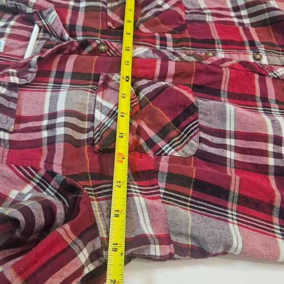 Coldwater Creek Women's Small Red Plaid Flannel Shirt Camping Overshirt Cotton - Picture 6 of 6